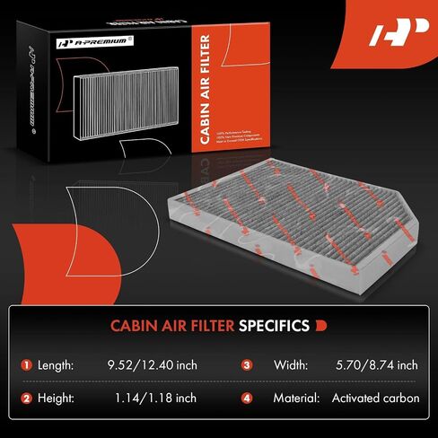 A-Premium Cabin Cabin Filter مع الكربون المنشط المتوافق مع Porsche Panamera 2017-2021 2.9L 4.0L ، Panamera 2019-2020 3.0L ، Panamera 2022-2023 2.9L 4.0L ، Taycan 2020-2023 ، استبدل# 971819429 in Saudi Arabia