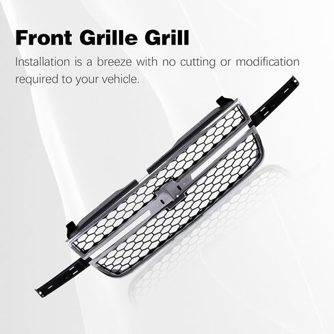 Front Grille Grill Chrome Frame With Textured Black Honeycomb Insert Compatible With Silverado 2003-2006 1500 HD / 2500 HD / 3500 &2007 1500 HD/2500 HD/ 3500 Classic (W/O Molding Trim) in Saudi Arabia