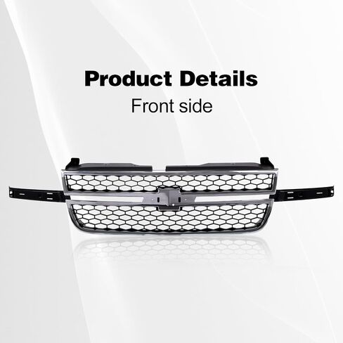 Front Grille Grill Chrome Frame With Textured Black Honeycomb Insert Compatible With Silverado 2003-2006 1500 HD / 2500 HD / 3500 &2007 1500 HD/2500 HD/ 3500 Classic (W/O Molding Trim) in Saudi Arabia