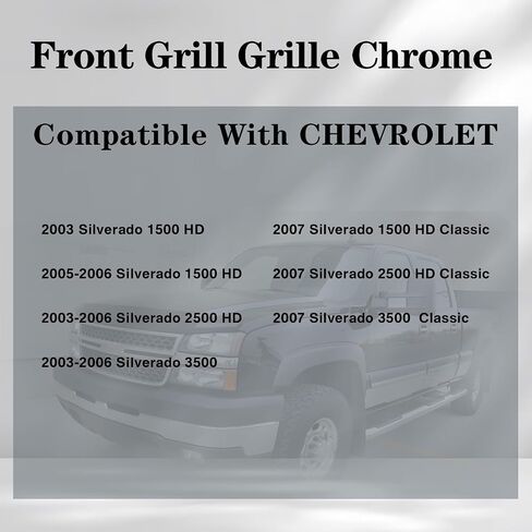 Front Grille Grill Chrome Frame With Textured Black Honeycomb Insert Compatible With Silverado 2003-2006 1500 HD / 2500 HD / 3500 &2007 1500 HD/2500 HD/ 3500 Classic (W/O Molding Trim) in Saudi Arabia