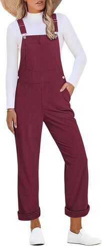 luvamia Corduroy Overalls for Women Loose Fit Baggy Straight Casual Adjustable Straps Bib Jumpsuit Overalls with Pockets in Saudi Arabia