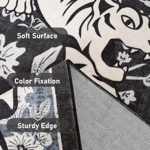 LIVEBOX Tiger Washable Rug 5x7, Boho Animal Print Area Rugs for Living Room, Non-Slip Botanical Floral Bedroom Rug, Soft Vintage Western Floor Carpet for Dining Room Home Office Guest Room Dorm Decor in Saudi Arabia