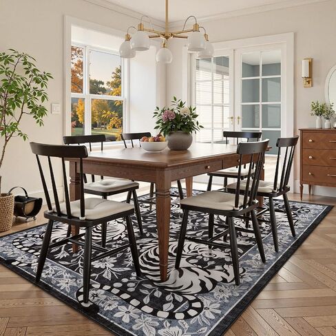 LIVEBOX Tiger Washable Rug 5x7, Boho Animal Print Area Rugs for Living Room, Non-Slip Botanical Floral Bedroom Rug, Soft Vintage Western Floor Carpet for Dining Room Home Office Guest Room Dorm Decor in Saudi Arabia