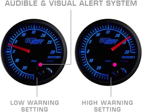 GlowShift Elite 10 Color 260 F Transmission Temperature Gauge Kit - Includes Electronic Sensor - Black Dial - Tinted Lens - Peak Recall Function - for Car & Truck - 2-1/16" 52mm in Saudi Arabia