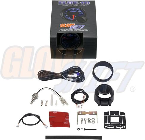 GlowShift Elite 10 Color 260 F Transmission Temperature Gauge Kit - Includes Electronic Sensor - Black Dial - Tinted Lens - Peak Recall Function - for Car & Truck - 2-1/16" 52mm in Saudi Arabia