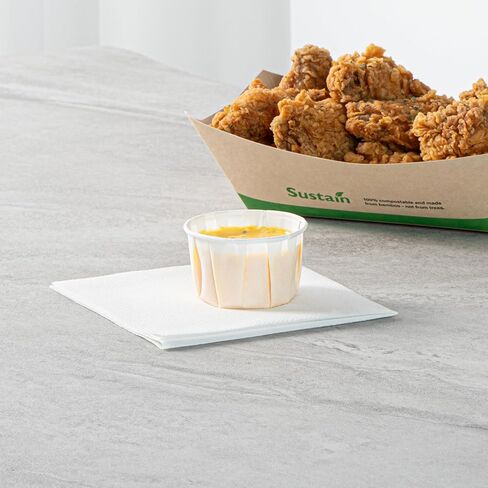 Restaurantware-Sustain 2 Ounce Portion Cups, 100 Disposable Condiment Cups - Compostable, Versatile, Kraft Paper Sample Food Cups, Stylish, For Serving Dips, Jams, Sauces, Nuts, And More in Saudi Arabia