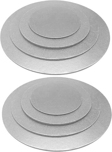 4 عبوات من ألواح الكيك 6، 8، 10، 12 بوصة من الورق المقوى لقاعدة الكيك من رقائق الذهب ودوائر الكيك الدائرية لتزيين الكيك (4 عبوات ذهبية) in Kuwait