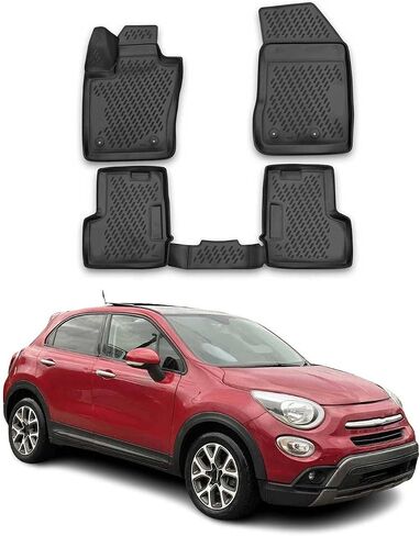 OMAC Floor Mats for Fiat 500X 2016-2023 Car Mats All Weather 3D Custom Fit Rubber Mat Waterproof Odorless TPE Floor Liners Laser Measured Non-Slip (Black) in Saudi Arabia