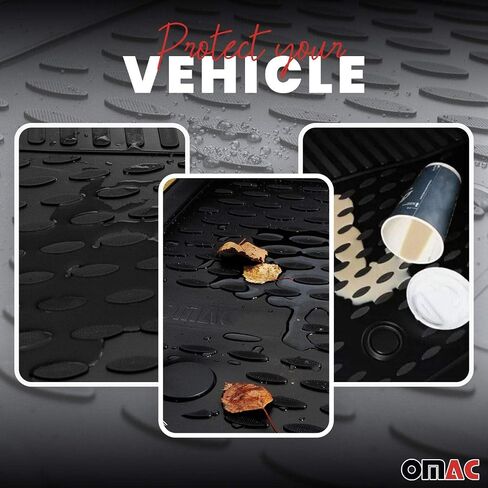 OMAC Floor Mats for Fiat 500X 2016-2023 Car Mats All Weather 3D Custom Fit Rubber Mat Waterproof Odorless TPE Floor Liners Laser Measured Non-Slip (Black) in Saudi Arabia