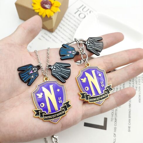SONGCHANGJEWELRY Addams Alloy Pendant Necklace Merch - BFF Best Friend Friendship Couples Matching Necklace - Halloween Cosplay Costume Accessories Women Men Jewelry Gift in Saudi Arabia