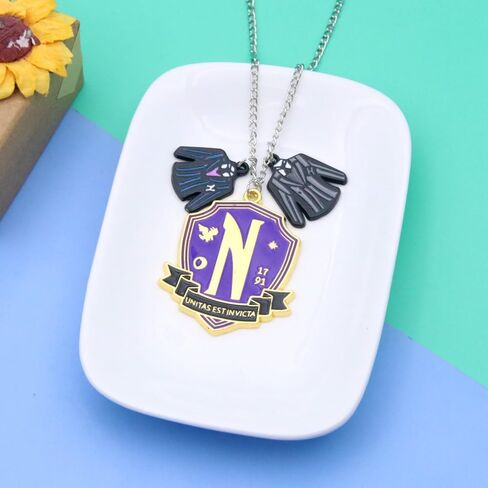 SONGCHANGJEWELRY Addams Alloy Pendant Necklace Merch - BFF Best Friend Friendship Couples Matching Necklace - Halloween Cosplay Costume Accessories Women Men Jewelry Gift in Saudi Arabia