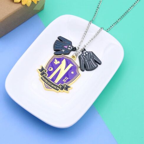 SONGCHANGJEWELRY Addams Alloy Pendant Necklace Merch - BFF Best Friend Friendship Couples Matching Necklace - Halloween Cosplay Costume Accessories Women Men Jewelry Gift in Saudi Arabia
