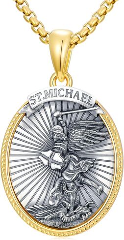 قلادات Leeccl للرجال 925 Sterling Silver Thors Hammer/Cross of Thorns/Bible/St. مايكل القوطية المجوهرات الدينية للرجال الأب in Saudi Arabia