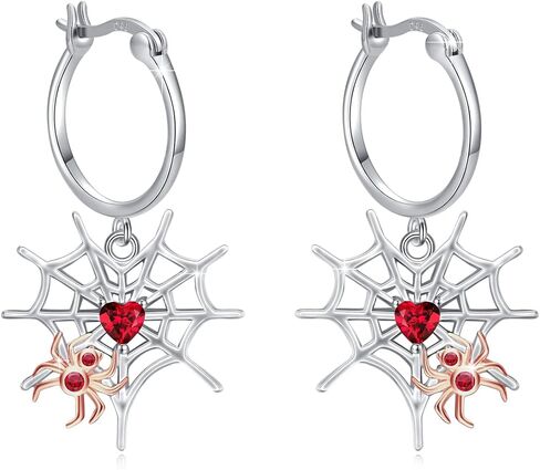 أقراط العنكبوت للنساء تتدلى ، S925 Sterling Silver Heartshaped Spider Opider Occon in Kuwait