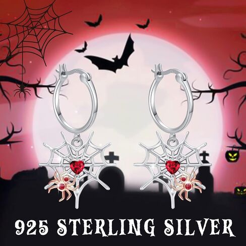 أقراط العنكبوت للنساء تتدلى ، S925 Sterling Silver Heartshaped Spider Opider Occon in Kuwait