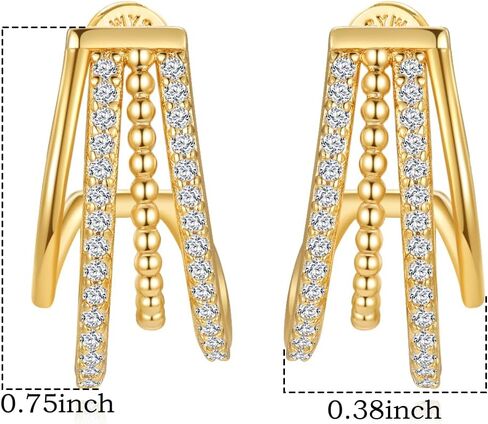 14K Gold Plented 925 Sterling Silver Post Earrings for Women | بيان أقراط هيوجي المجوهرات العصرية in Saudi Arabia