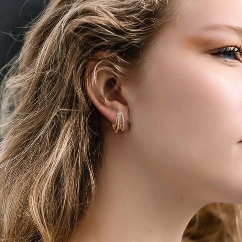 14K Gold Plented 925 Sterling Silver Post Earrings for Women | بيان أقراط هيوجي المجوهرات العصرية in Saudi Arabia