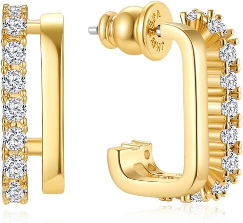 14K Gold Plated 925 Sterling Silver Post Hoop Earrings for Women | Statement Huggie Earrings Trendy Jewelry in Saudi Arabia