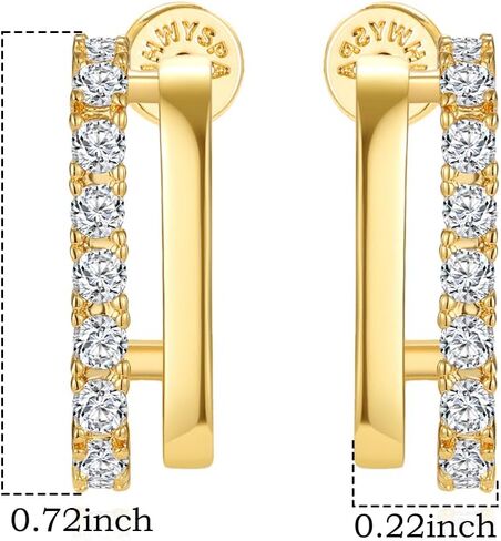 14K Gold Plated 925 Sterling Silver Post Hoop Earrings for Women | Statement Huggie Earrings Trendy Jewelry in Saudi Arabia