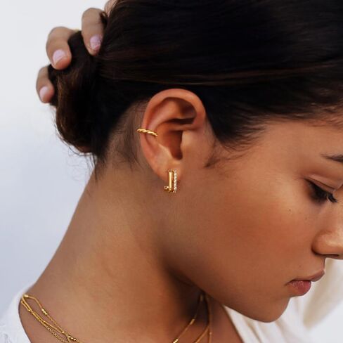 14K Gold Plated 925 Sterling Silver Post Hoop Earrings for Women | Statement Huggie Earrings Trendy Jewelry in Saudi Arabia
