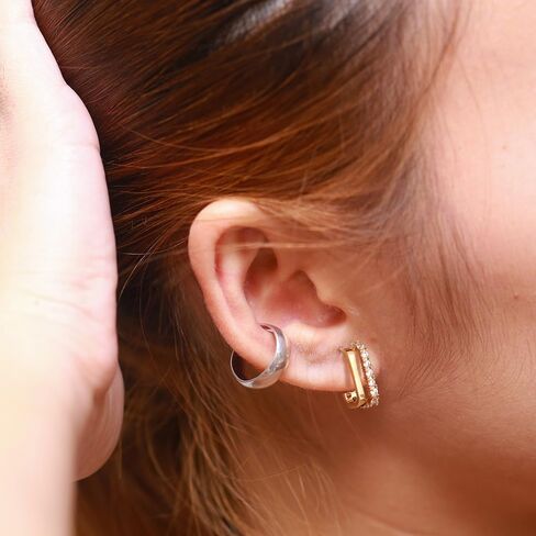 14K Gold Plated 925 Sterling Silver Post Hoop Earrings for Women | Statement Huggie Earrings Trendy Jewelry in Saudi Arabia
