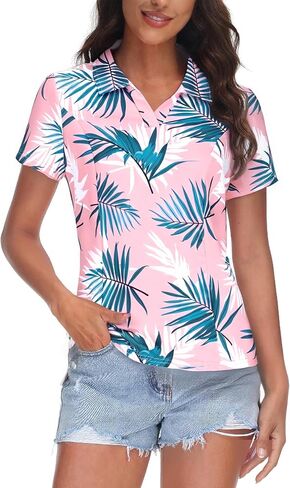 Mnlybaby Womens Golf Polo قمصان هاواي جولف قميص بارد الصيف هاواي قمم زهرية الطباعة المدارية تمرين قصير الأكمام in Kuwait