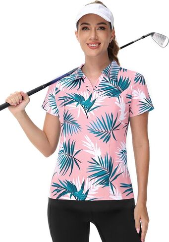 Mnlybaby Womens Golf Polo قمصان هاواي جولف قميص بارد الصيف هاواي قمم زهرية الطباعة المدارية تمرين قصير الأكمام in Kuwait
