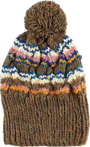 Morehats Bohemian Stripe Crochet متماسكة متماسكة بوم بوم مصنوعة يدويًا قبعة شتوية تزلج دافئة in Kuwait