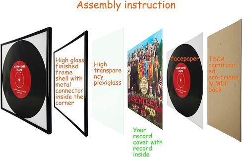 2 Packs, Black Music Record Album Frame, Display 12.5"x12.5" Music Vinyl LP Album Covers, High light piano finish foil frame moulding, includes hanger in Saudi Arabia
