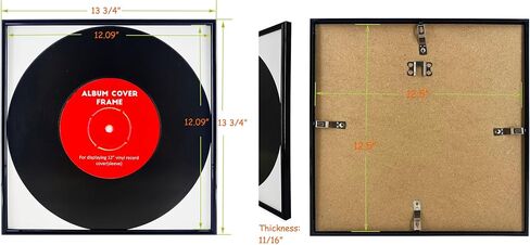 2 Packs, Black Music Record Album Frame, Display 12.5"x12.5" Music Vinyl LP Album Covers, High light piano finish foil frame moulding, includes hanger in Saudi Arabia