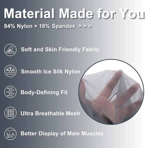 ZONBAILON Mens Sexy Mesh Fitted Shirt Short Sleeve See Through Transparent Muscle T-Shirts Top for Male in Saudi Arabia