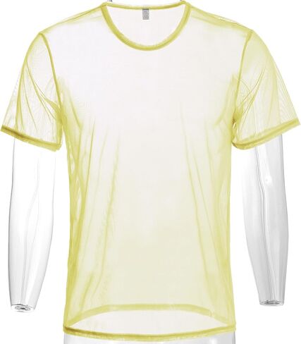 ZONBAILON Mens Sexy Mesh Fitted Shirt Short Sleeve See Through Transparent Muscle T-Shirts Top for Male in Saudi Arabia