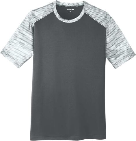 Sport-Tek Camohex Colorblock Tee | تي شيرت رياضي للرجال والنساء ، وقمة تجريب أنيقة لصالة الألعاب الرياضية والأزياء غير الرسمية in Saudi Arabia
