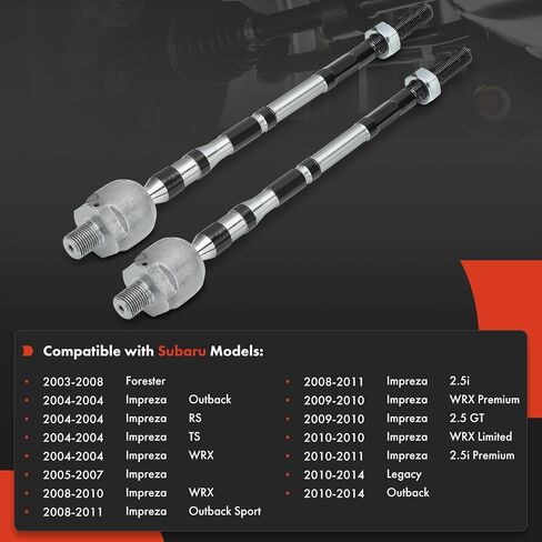 A-Premium 2 x Front Inner Tie Rod Ends, Compatible with Subaru Outback 2010-2014, Forester 2003-2008, Impreza 2004-2011, Legacy 2010-2014 in Saudi Arabia