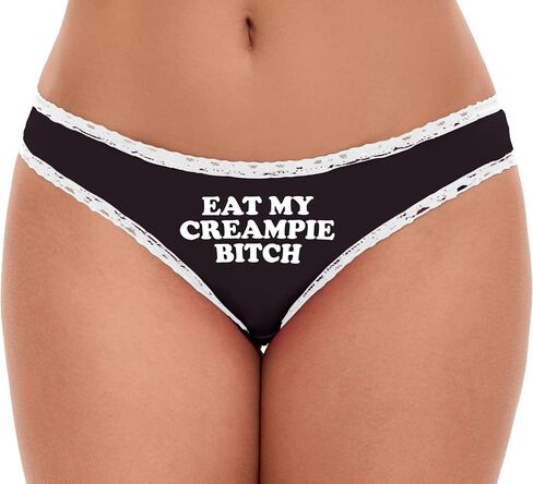 Knaughty Knickers Eat My Creampie Bitch - Sissy Boi Cum Slut - Cuck Hubby Black and White Bikini Panties Adult Flirty Fun in Saudi Arabia