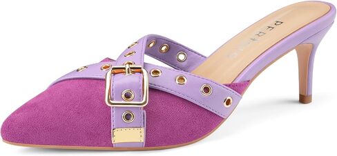 Women's Kitten Heel Mules Pointed Close Toe Slip On Pumps Suede Stiletto Heels Dressy Comfy Heeled Pointy Studded Slingback Shoes in Kuwait