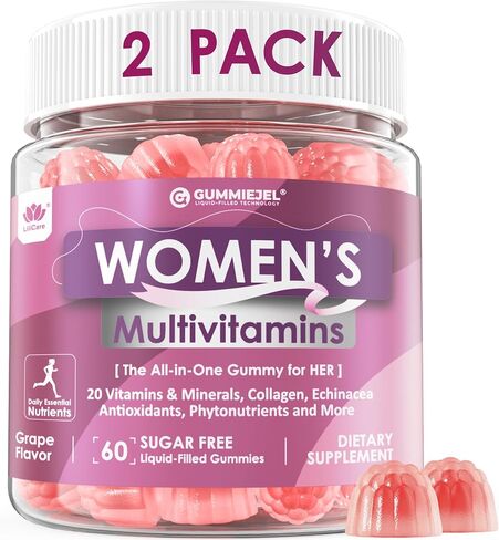 Womens Multivitamin Gummy (Made in USA) With Iron Biotin 2500mcg, Collagen, Daily Vitamins A C D Folate, B Complex, Methylated Multivitamin for Women Support Energy, Beauty, Immune, Sugar Free, 60 Cts in Saudi Arabia