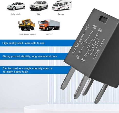 2 PCS Car Air Conditioning Relay, 13500114/8385 12VDC 40A SPST High Power 4 Terminal Relay, 4-Pin Quick Connect Air Conditioning Fan Relays Compatible with Most Vehicles in Saudi Arabia