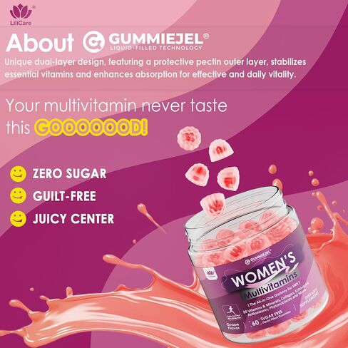 Womens Multivitamin Gummy (Made in USA) With Iron Biotin 2500mcg, Collagen, Daily Vitamins A C D Folate, B Complex, Methylated Multivitamin for Women Support Energy, Beauty, Immune, Sugar Free, 60 Cts in Saudi Arabia