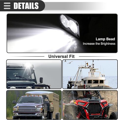 Motoforti Universal LED LED على الطرق الوعرة/بقعة الفيضان التحرير والسرد أضواء الضباب القيادة/لشاحنات الالتقاط ATV قارب/3 بوصة/40W 12-24V/المعادن/الضوء الأبيض/2 أجهزة. in Saudi Arabia