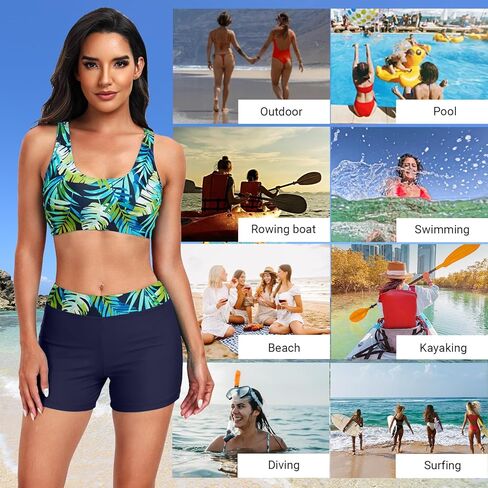 Holipick Long Sleeve Swimsuits for Women - 3 Piece Rash Guard with Shorts Zipper SPF Swim Shirt with Built in Bra in Saudi Arabia