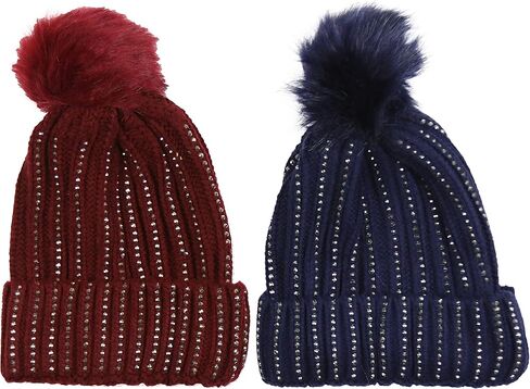 ToBeInStyle Women's Pack of 6 Acrylic Assorted Knit Warm Beanie & Visor Hats in Kuwait