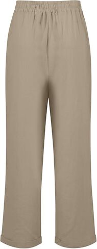 Linen Pants Women Wide Leg,Casual Pants High Waisted Cotton Linen Drawstring Summer Comfy Trouser with Pockets in Saudi Arabia