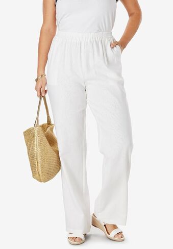 Jessica London Women's Plus Size Lightweight Linen-Blend Straight-Leg Pants in Saudi Arabia