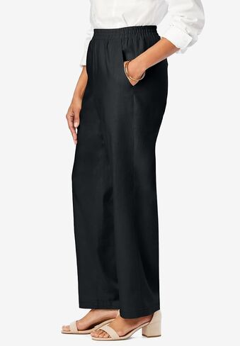 Jessica London Women's Plus Size Lightweight Linen-Blend Straight-Leg Pants in Saudi Arabia