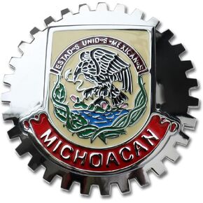 Premium Michoacan Mirror Chrome Red ISO 9001 Mexico Eagle Flag Grill Badge Mexican Emblem for Trucks and Cars in Saudi Arabia