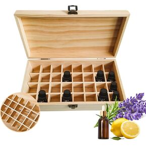 نقي Vie Wooden Essental Oil Storage Box case مع ملصق غطاء الزجاجة - حاوية عطر تلميع الأظافر العطرية ، يحمل 16 زجاجة مقابل 5-10 مل - حافظ in Kuwait