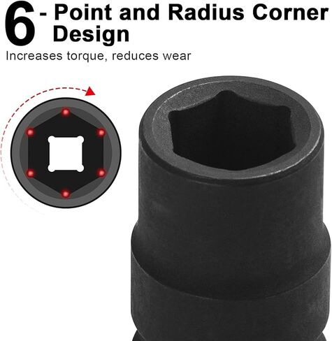 Jetech 3/8 Inch Drive 7mm Standard Impact Socket, Made with Chrome Molybdenum Alloy Steel, Heat Treated, 6-Point Design, Metric in Saudi Arabia
