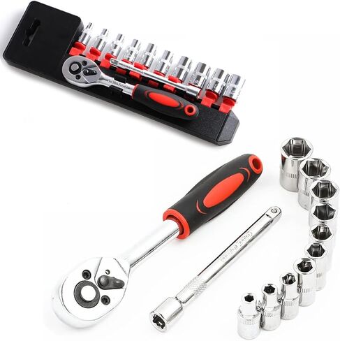 1/4 "مجموعة مفاتيح مفتاح راتشيت ، مجموعة أدوات ميكانيكي ومقابس مع مقبض Ratchet سريع القابل للانعكاس وشريط التمديد ، 12 جهاز كمبيوتر الشخصي in Saudi Arabia