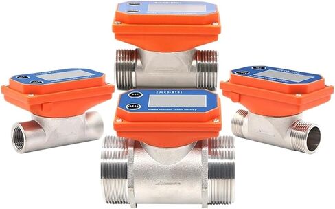 1Pcs Dry Cell Digital Display Flowmeter Stainless Steel Electronic Flow Meter Thread Flow Sensor Water For Farm/Garden Irrigation(DN15,Male thread) in Saudi Arabia